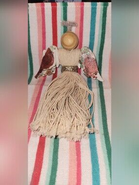 Beige Tassel Angel Ornament with Bird Wings